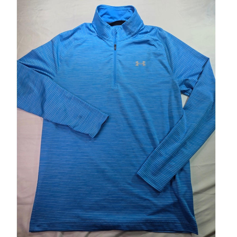 Under Armour Mens Small Blue Space Dye 1/4 Zip Pullover Long Sleeve Shirt
